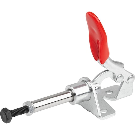 Kipp Push-Pull Clamp, W Mounting Bracket, Mini, F2=500, Steel Electro Zinc-Plated, Comp:Plastic Comp:Red K1545.00500